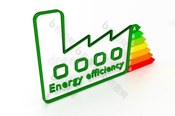 绿色<strong>工厂</strong>轮廓旁边的能源效率图