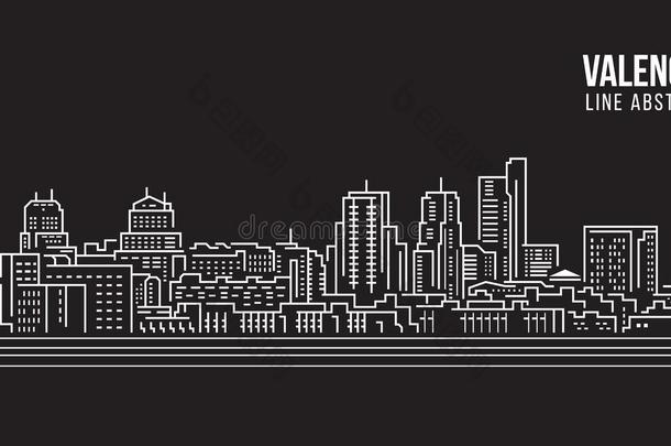 城市<strong>景观建筑</strong>线艺术矢量插图设计-巴伦西亚城市
