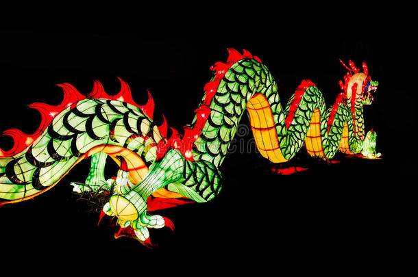 中国新年装饰-五颜六色的龙的特写