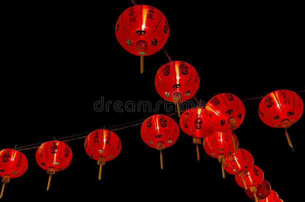 中国新年装饰-红灯笼上的闪光，博克