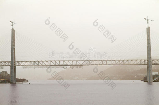 在中国严重污染的长江上建造桥梁