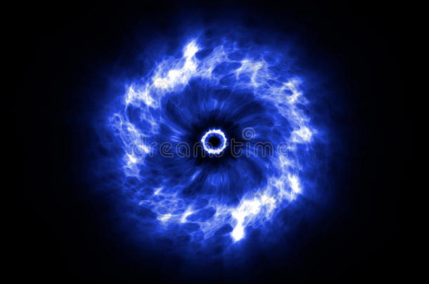 黑色背景上的抽象宇宙爆炸冲击波蓝色能量