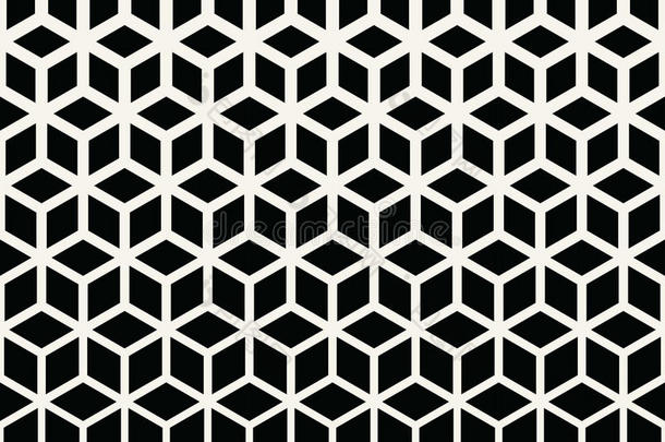 抽象神圣几何黑白网格半色调立方体图案