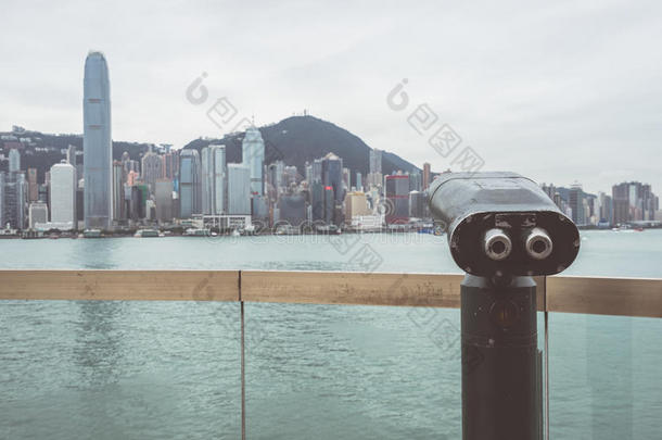香港维多利亚港投币望远镜