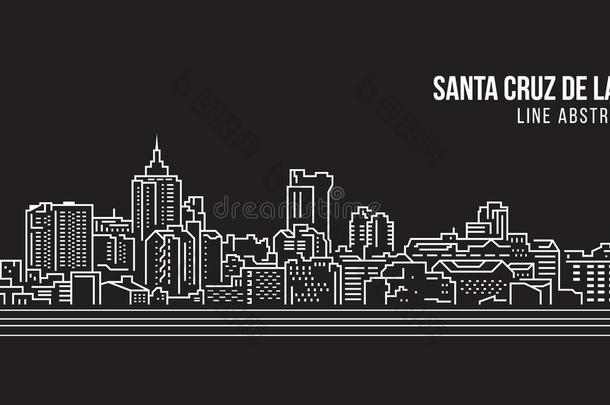 城市<strong>景观建筑</strong>线艺术矢量插图设计-圣克鲁斯德拉塞拉城