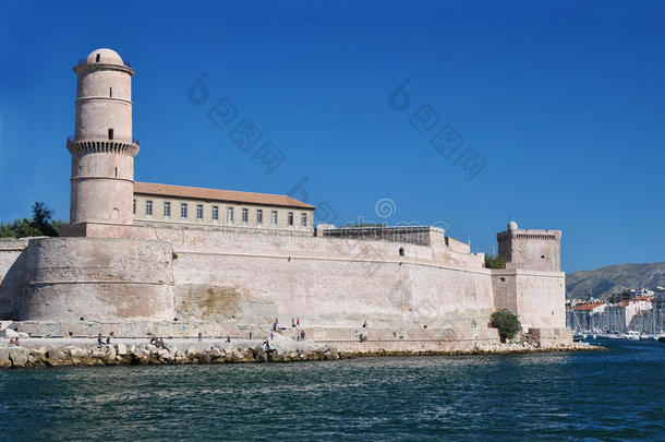 圣约翰堡在马赛港，法国：中世纪堡垒，以纪念圣约翰耶路撒冷，建于15世纪