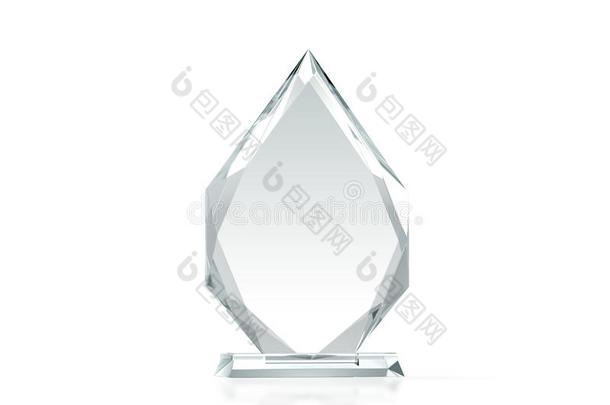 空白箭头形状玻璃奖杯模型，三维渲染