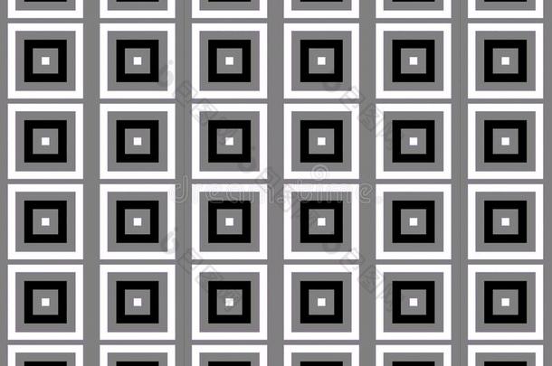 抽象的无缝黑白和灰色线，正方形和立方体
