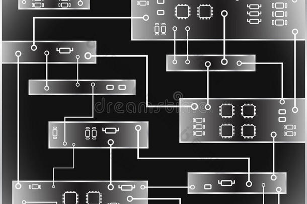 电路板<strong>矢量</strong>背景。 抽象<strong>矢量</strong>黑色背景与高科技电路板，图形。 EPS10<strong>矢量</strong>