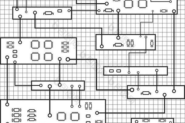 电路板<strong>矢量</strong>背景。 抽象<strong>矢量</strong>黑色背景与高科技电路板，图形。 EPS10<strong>矢量</strong>