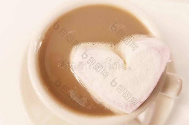 咖啡喝心爱棉花糖