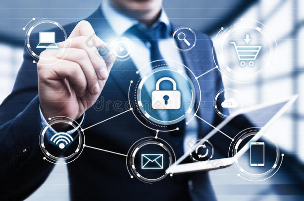 数字屏幕数据保护业务技术隐私概念上的网络安全锁