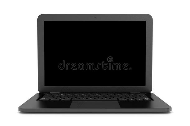 白色背景上的黑色笔记本电脑