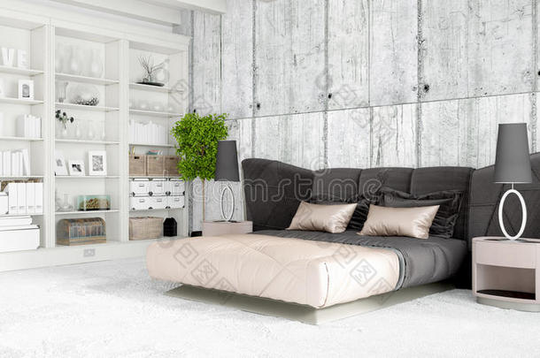 <strong>公寓</strong>建筑学背景美丽的床