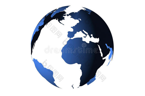 蓝色行星<strong>地球</strong>从太空显示美国和非洲，美国，全球世界与蓝色3D渲染数字
