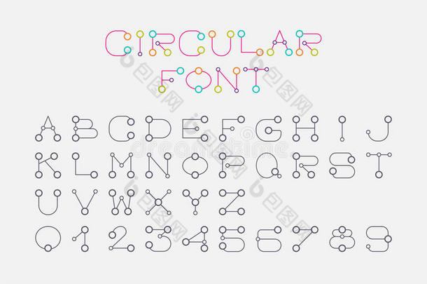 字体设置设计使用圆圈和连接线样式。