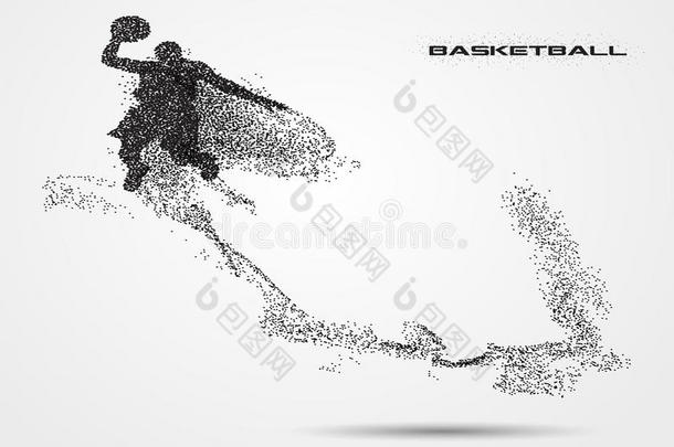 来自粒子的剪影篮球运动员。