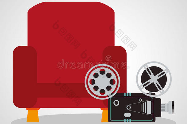 电影院红色椅子舒适的电影相机