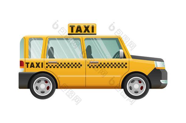 大黄色出租车。 汽车车顶上的检查器