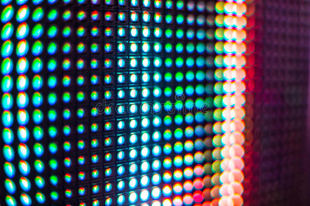 明亮的彩色LED视频墙，高饱和模式-关闭背景与浅的景深