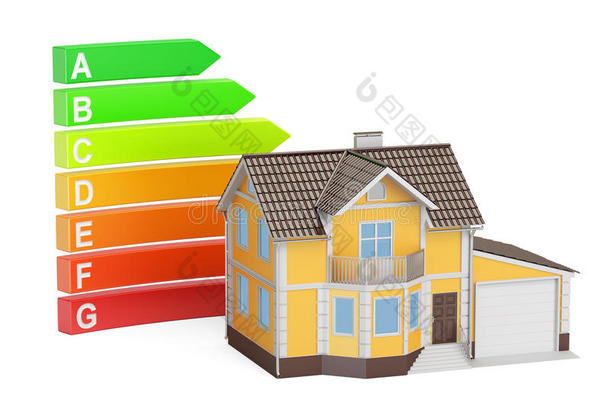 能源效率图表与房屋。 节约能源消费公司