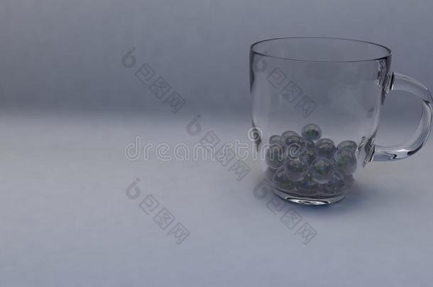 小酒馆玻璃杯；玻璃球；白色3D渲染