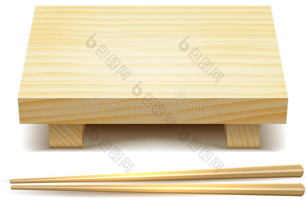 空寿司木制<strong>桌子</strong>和卷。 <strong>矢量</strong>剪贴画插图。