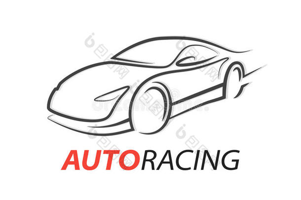 概念汽车赛车标志与超级跑车跑车轮廓