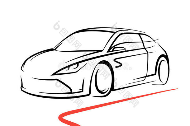 概念车绘图与超级跑车运动车线风格的轮廓
