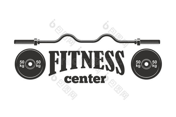 健身房运动俱乐部健身标志矢量插图。