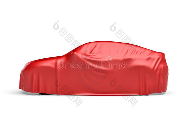 红色布覆盖的汽车的三维渲染