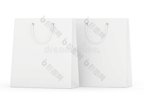 空<strong>白纸</strong>袋设置在白色背景上。 三维渲染。