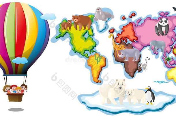 动物艺术地图集背景气球