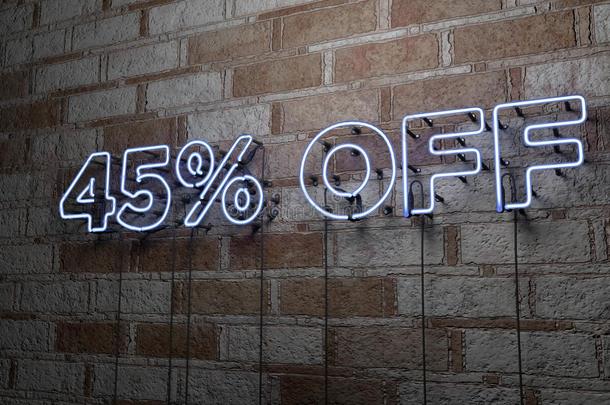 45%的闪光霓虹灯标志在石墙-3D提供版税免费股票插图