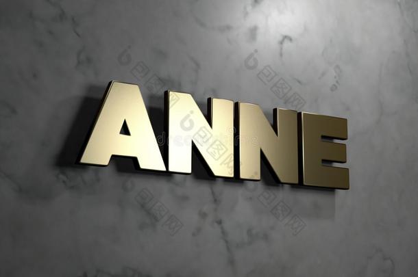 安妮-黄金标志安装在光滑的大理石墙壁-3D渲染版税免费股票插图