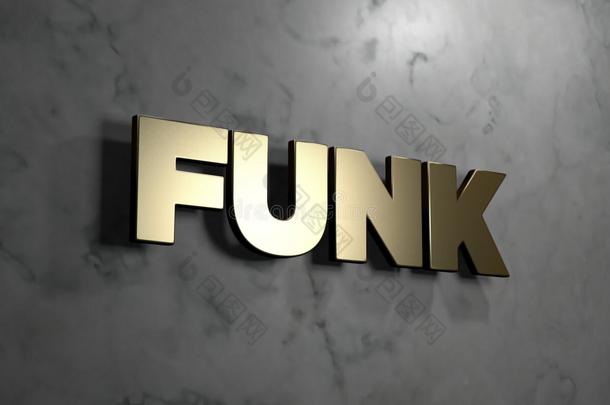 安装在光滑大理石墙壁上的Funk-黄金标志-3D渲染版税免费股票插图