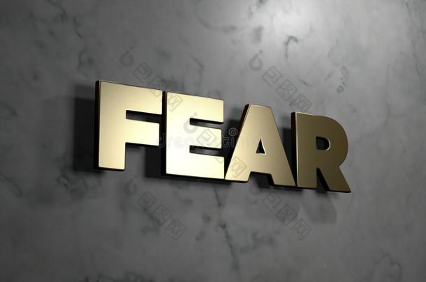 恐惧-黄金标志安装在光滑的大理石墙壁-3D提供版税免费股票插图