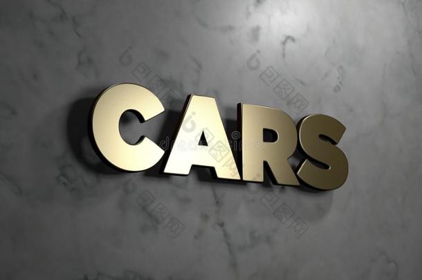 汽车-金色标志安装在光滑的大理石墙壁-3D提供版税免费股票插图