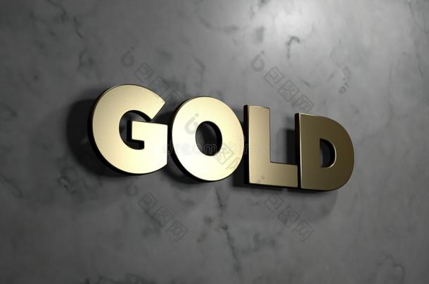 金色-金色标志安装在光滑的大理石墙壁-3D渲染版税免费股票插图