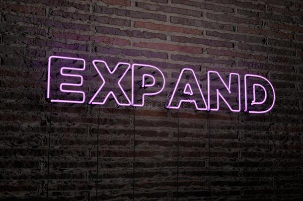 扩展-现实的霓虹灯标志在砖墙背景-3D渲染版税免费股票形象