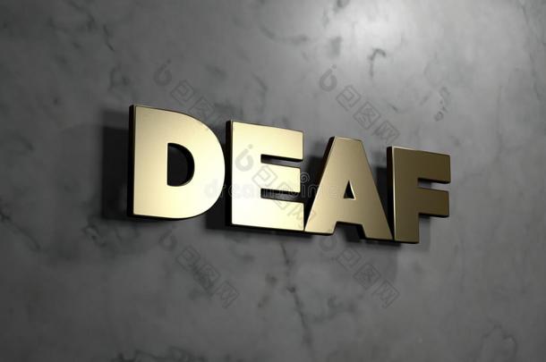 聋金标志安装在光滑的大理石墙壁-3D提供版税免费股票插图