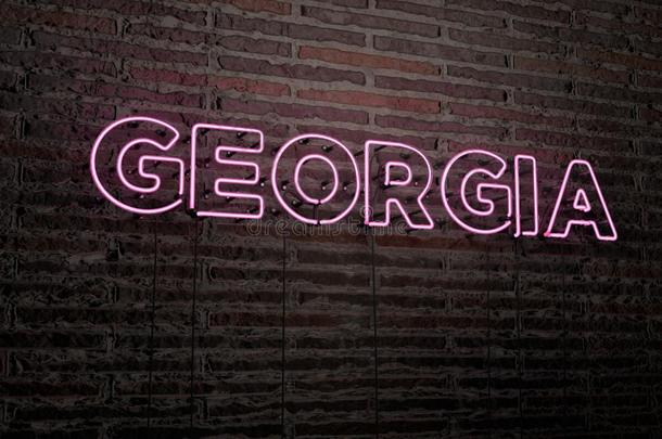 佐治亚-现实的霓虹灯标志在砖墙背景-3D渲染版税免费股票形象