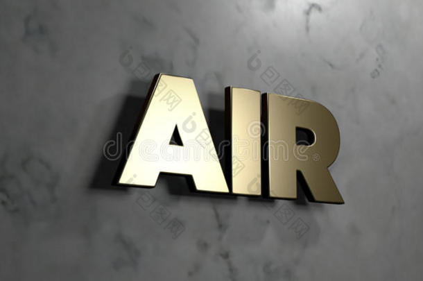 安装在光滑大理石墙壁上的空气-黄金标志-3D渲染版税免费股票插图