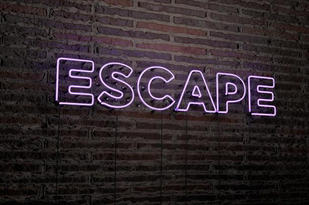逃逸-现实的霓虹灯标志在砖墙背景-3D渲染版税免费股票形象