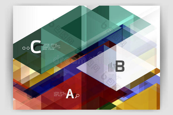 抽象背景与彩色三角形，年度报告打印背景