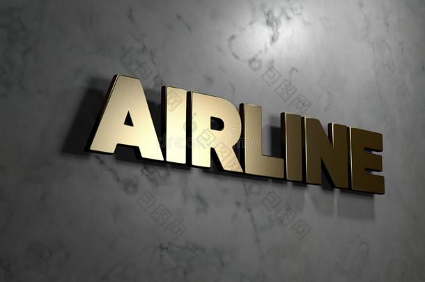 航空公司-金色标牌安装在光滑的大理石墙上-3d渲染免版税库存插图