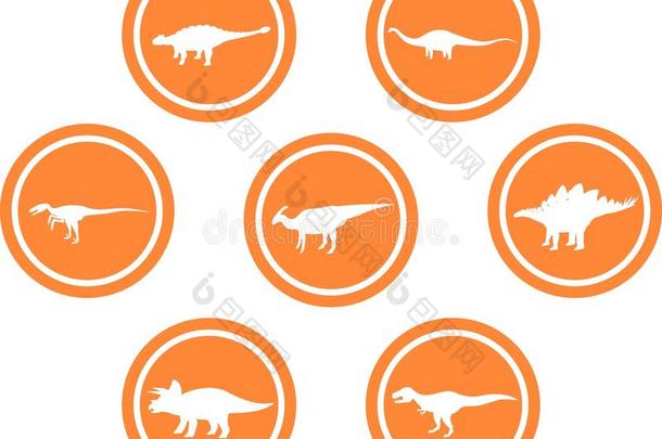 恐龙圆形标志设置橙色