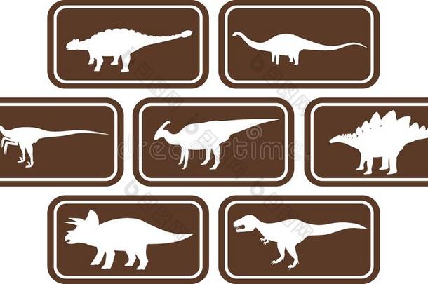 恐龙矩形标志设置棕色