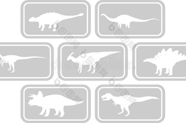 恐龙矩形标志设置灰色