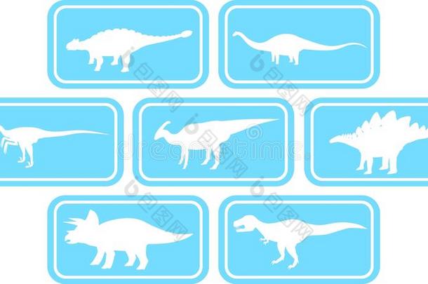 恐龙矩形标志设置浅蓝色